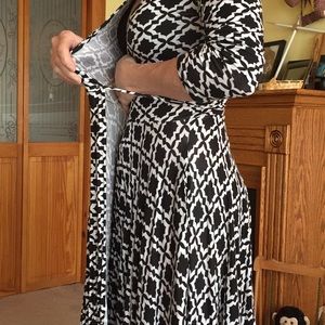 White and black wrap dress